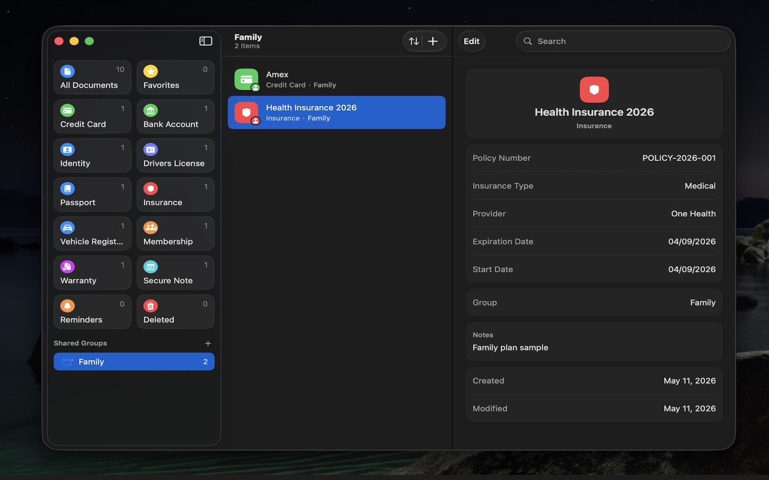 Kryven Vault on Mac showing group list